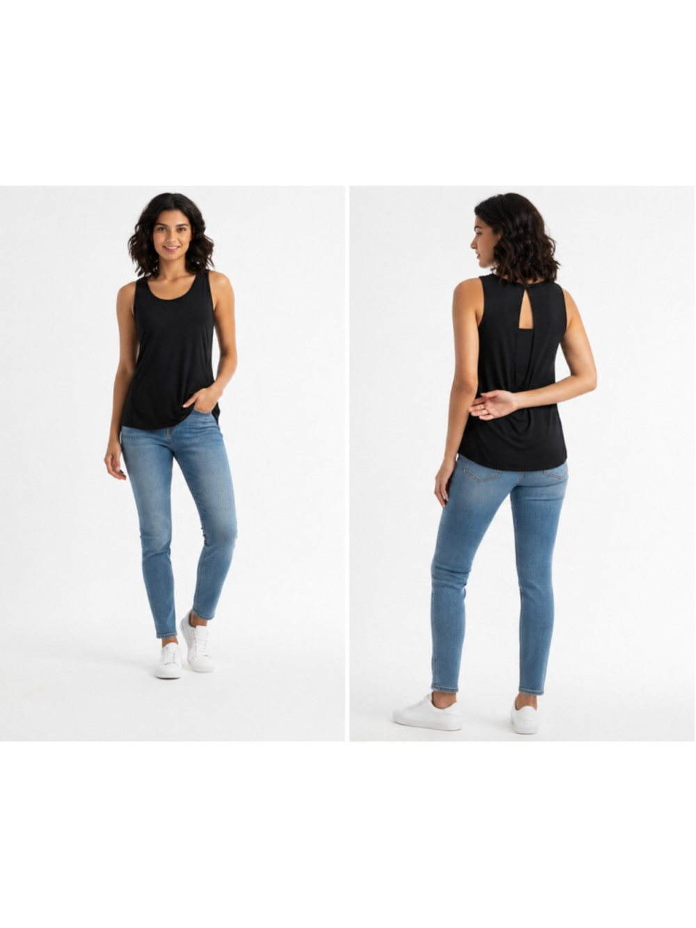 Cut The Frills Black Sleeveless Cut-out Back Top Women's Size L/XL NWT